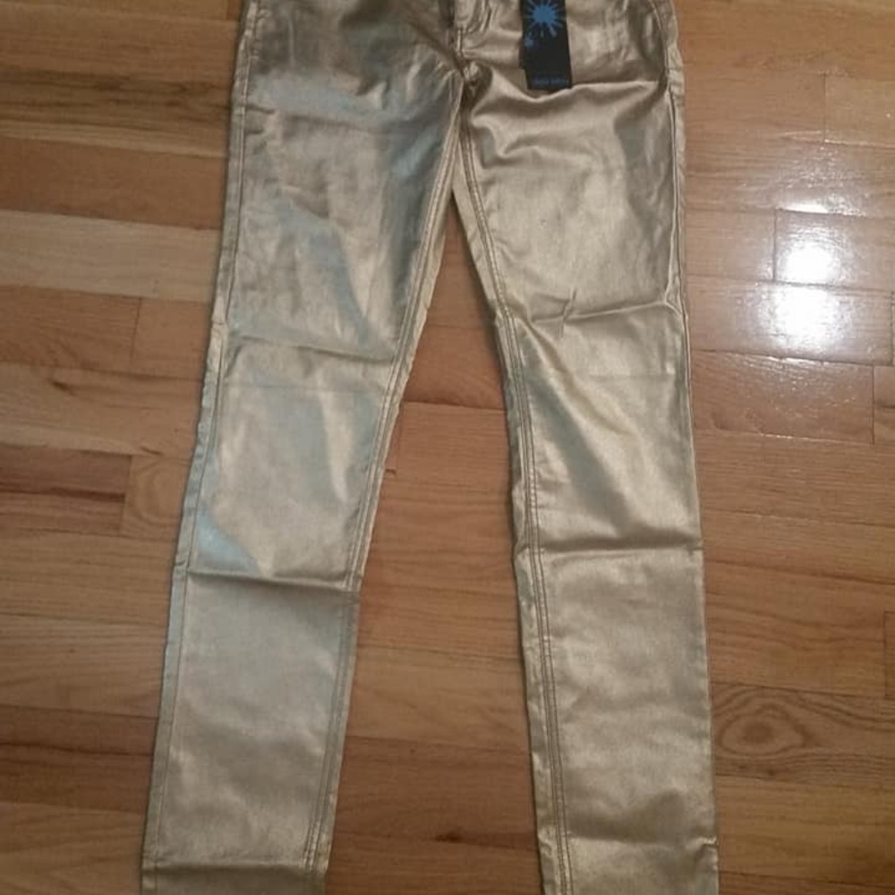 Gold Metallic Stretch Skinny Jeggings - Tall - Picture 6 of 6